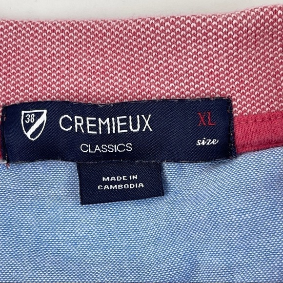 Cremieux Classics Polo Mens XL Pink White Striped - Picture 2 of 8